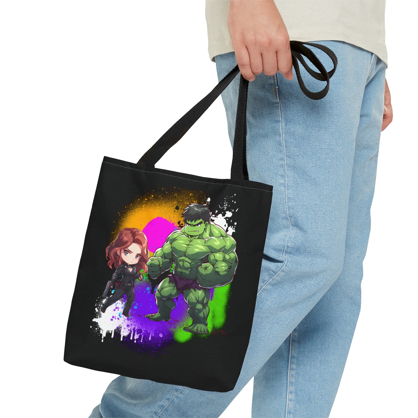 Hulk Loves Black Widow Black Tote Bag