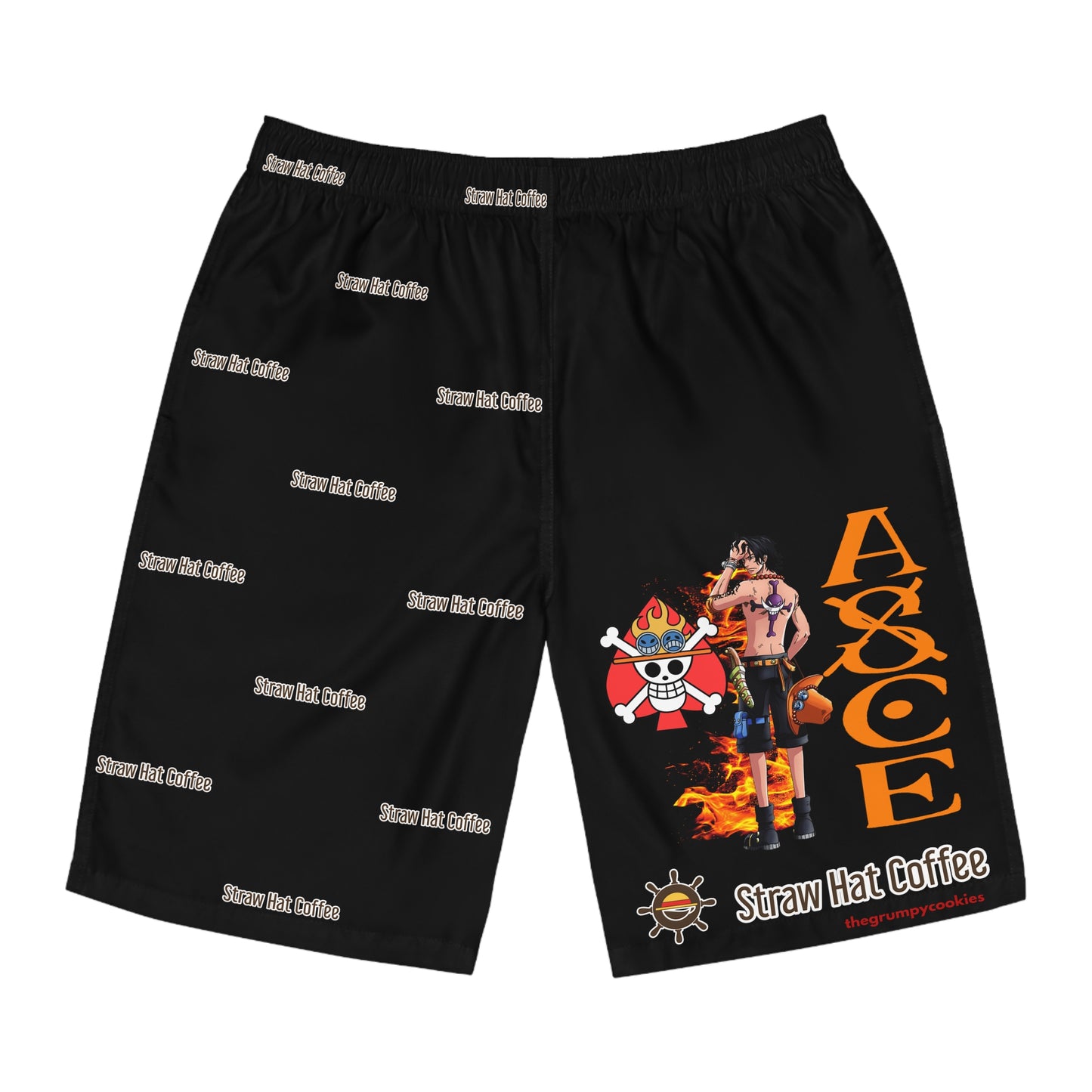 Burn It Up Straw Hat Coffee Men's Board Shorts (AOP)