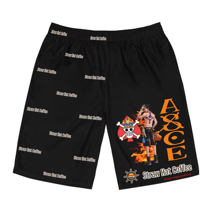 Burn It Up Straw Hat Coffee Men's Board Shorts (AOP)