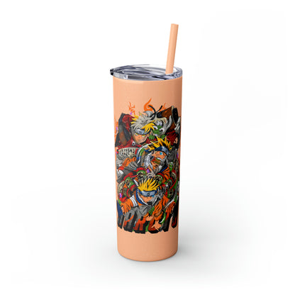 The Many Faces of Naruto Skinny Tumbler with Straw, 20oz