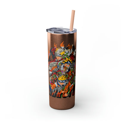 The Many Faces of Naruto Skinny Tumbler with Straw, 20oz