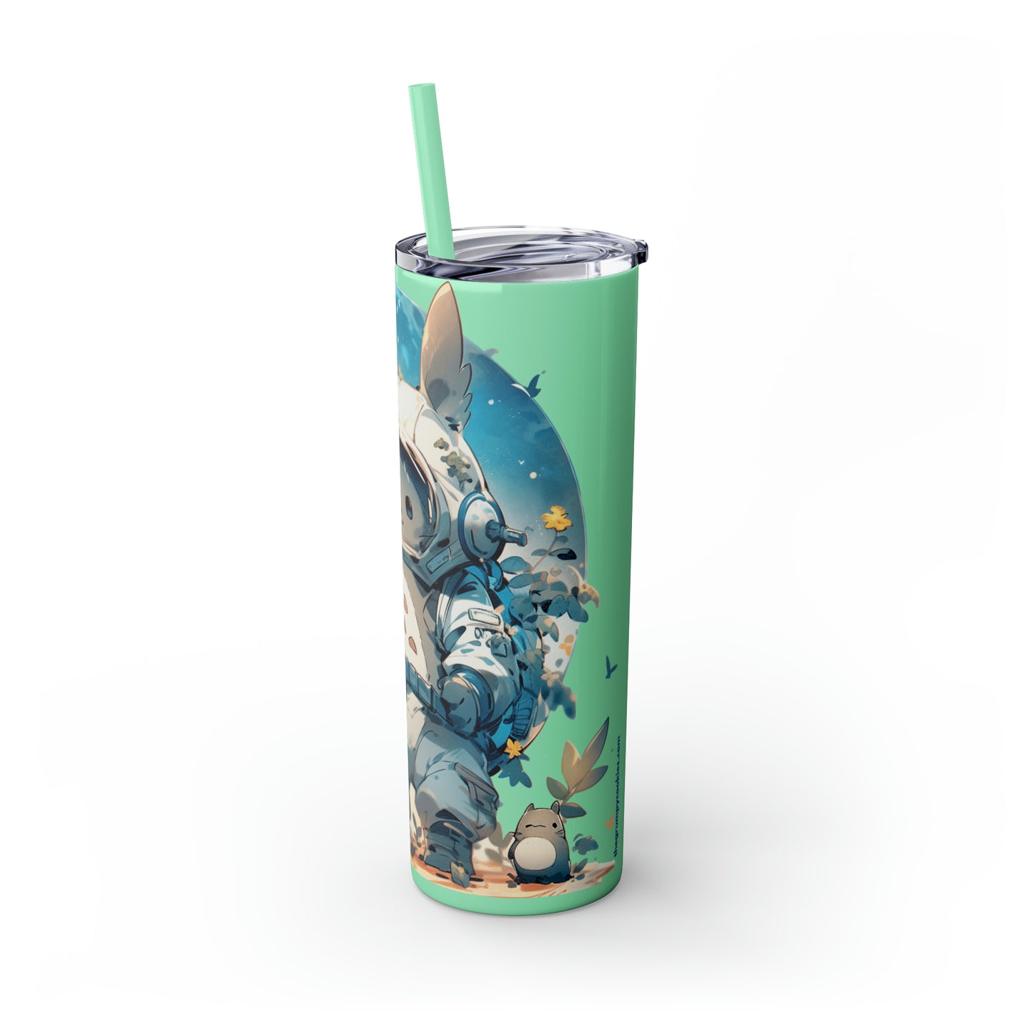 Totoro In Space Skinny Tumbler with Straw, 20oz