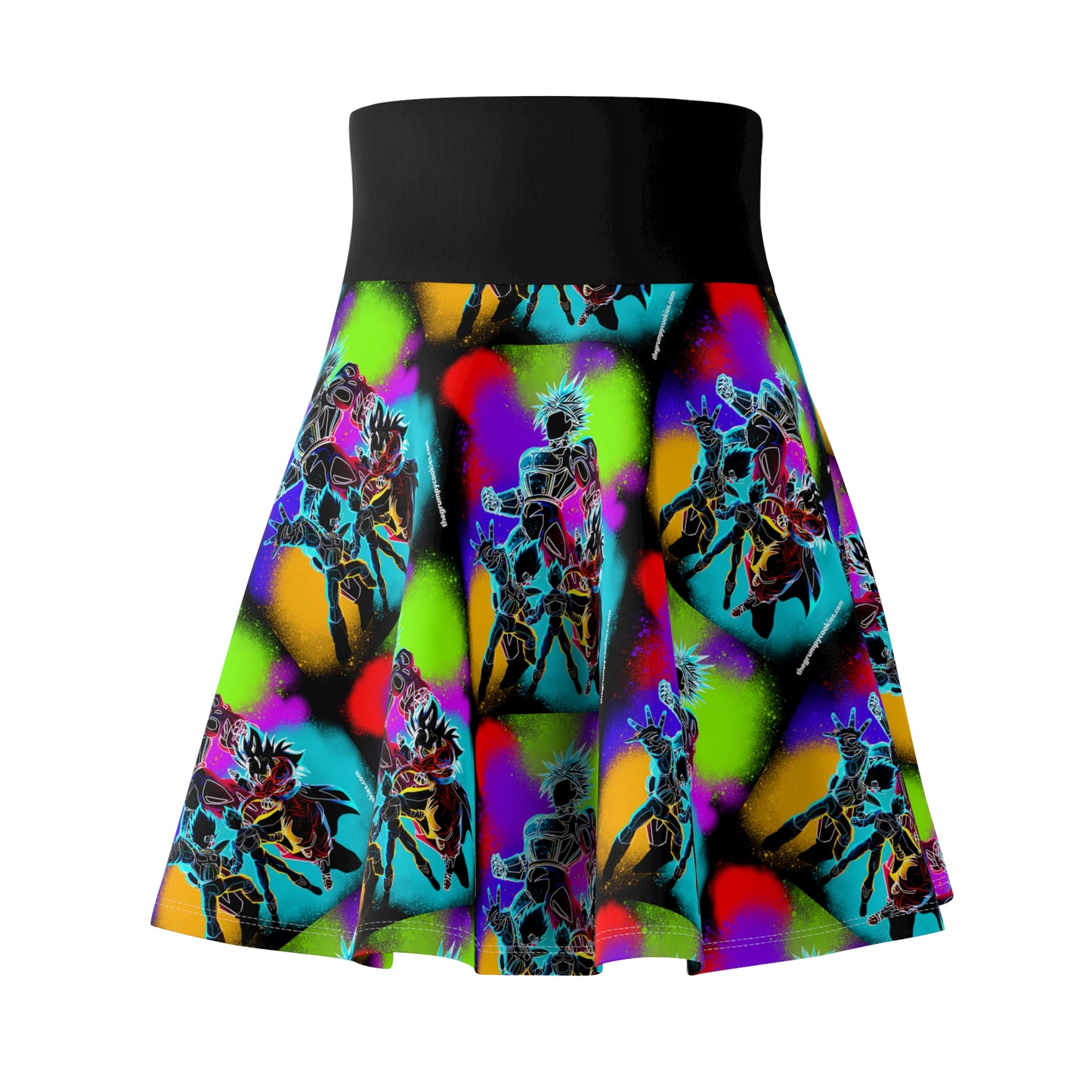 Dragon Ball Z Technicolor Women's Skater Black Skirt (AOP)