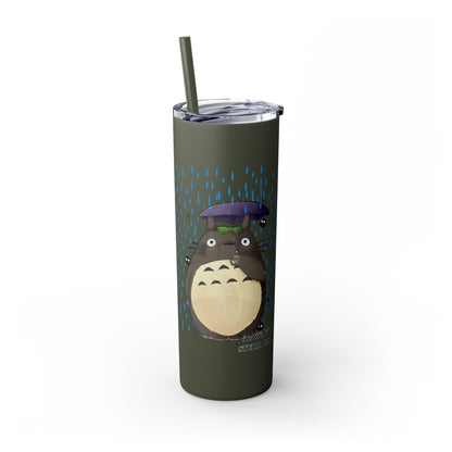 Totoro in the Rain Skinny Tumbler with Straw, 20oz