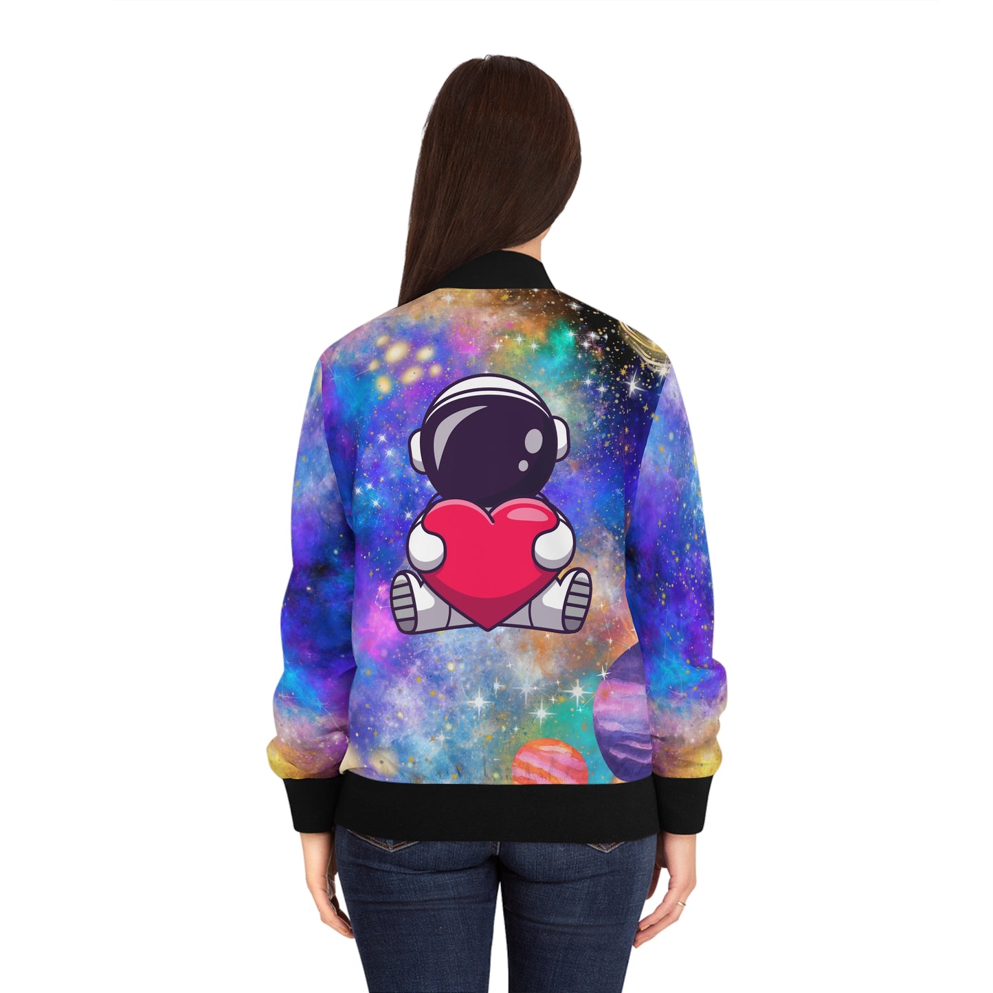 Astronaut Love Women's Bomber Jacket (AOP)