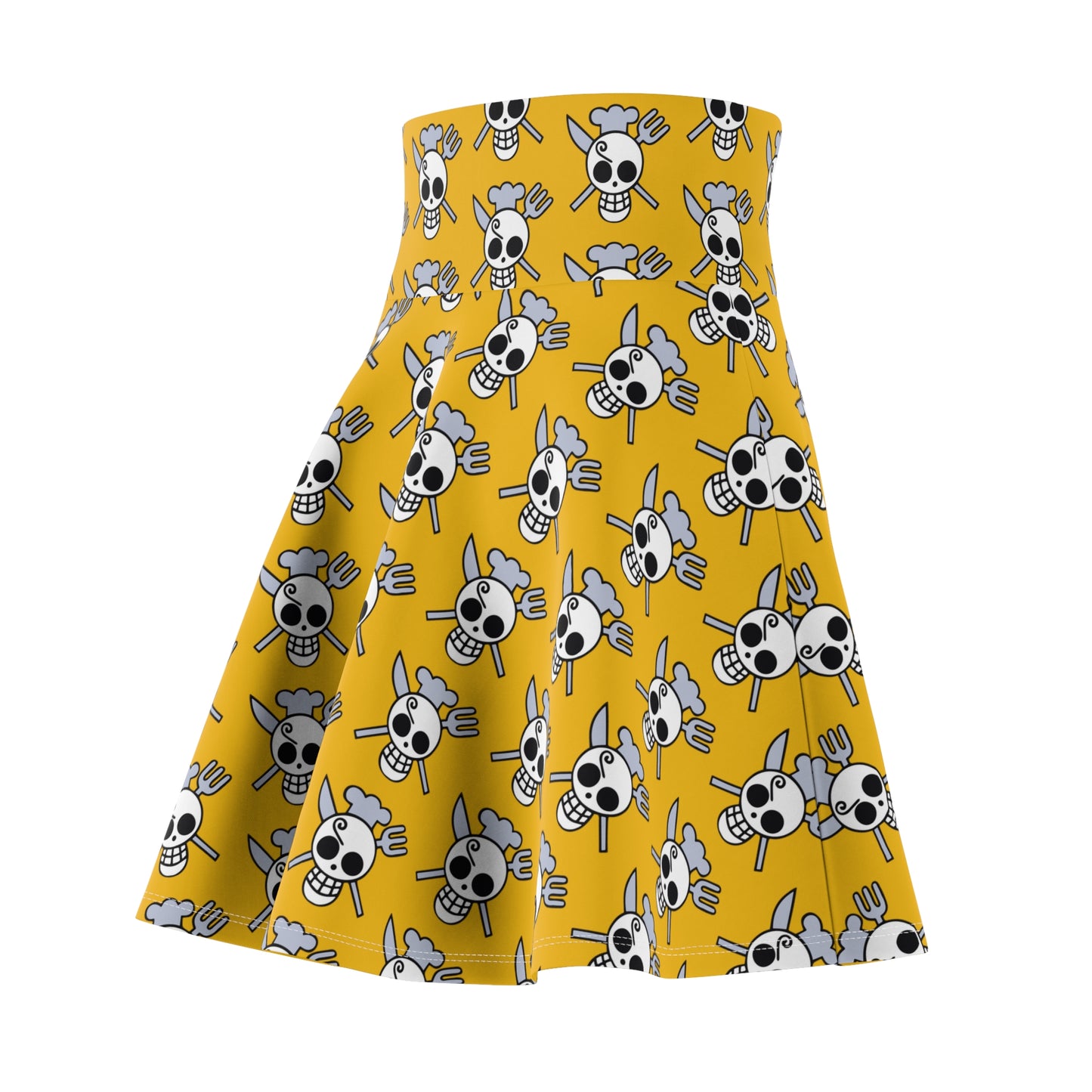 Sanji's Jolly Roger Women's Skater Yellow Skirt (AOP)