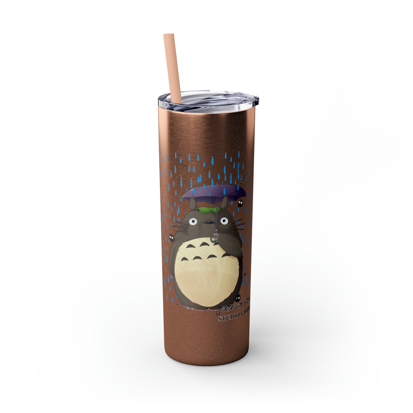 Totoro in the Rain Skinny Tumbler with Straw, 20oz