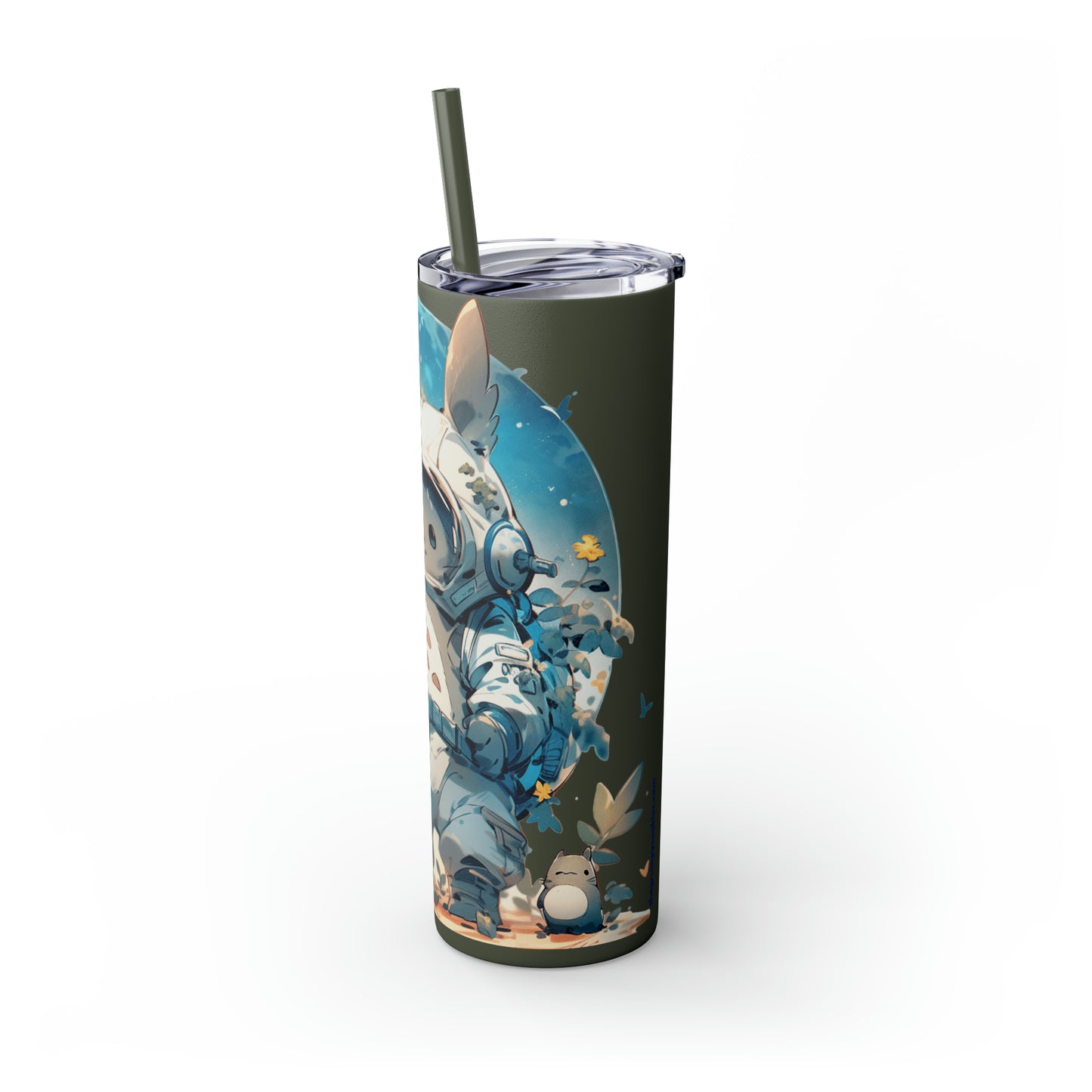 Totoro In Space Skinny Tumbler with Straw, 20oz