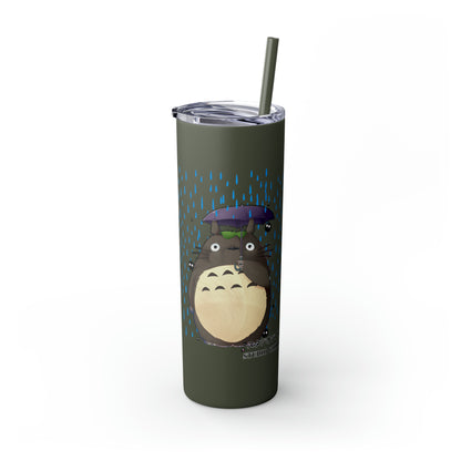 Totoro in the Rain Skinny Tumbler with Straw, 20oz