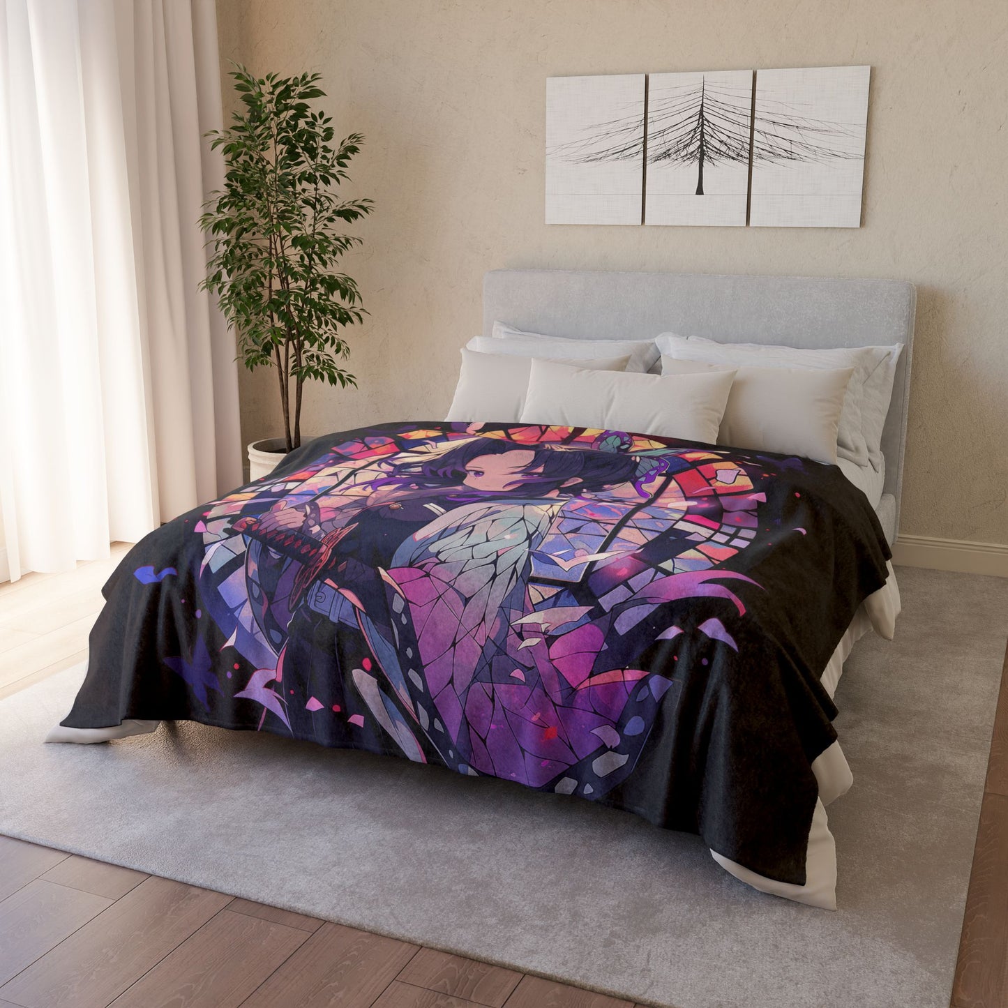 Demon Slayer - Stained Glass Shinobu Kocho Series Polyester Blanket