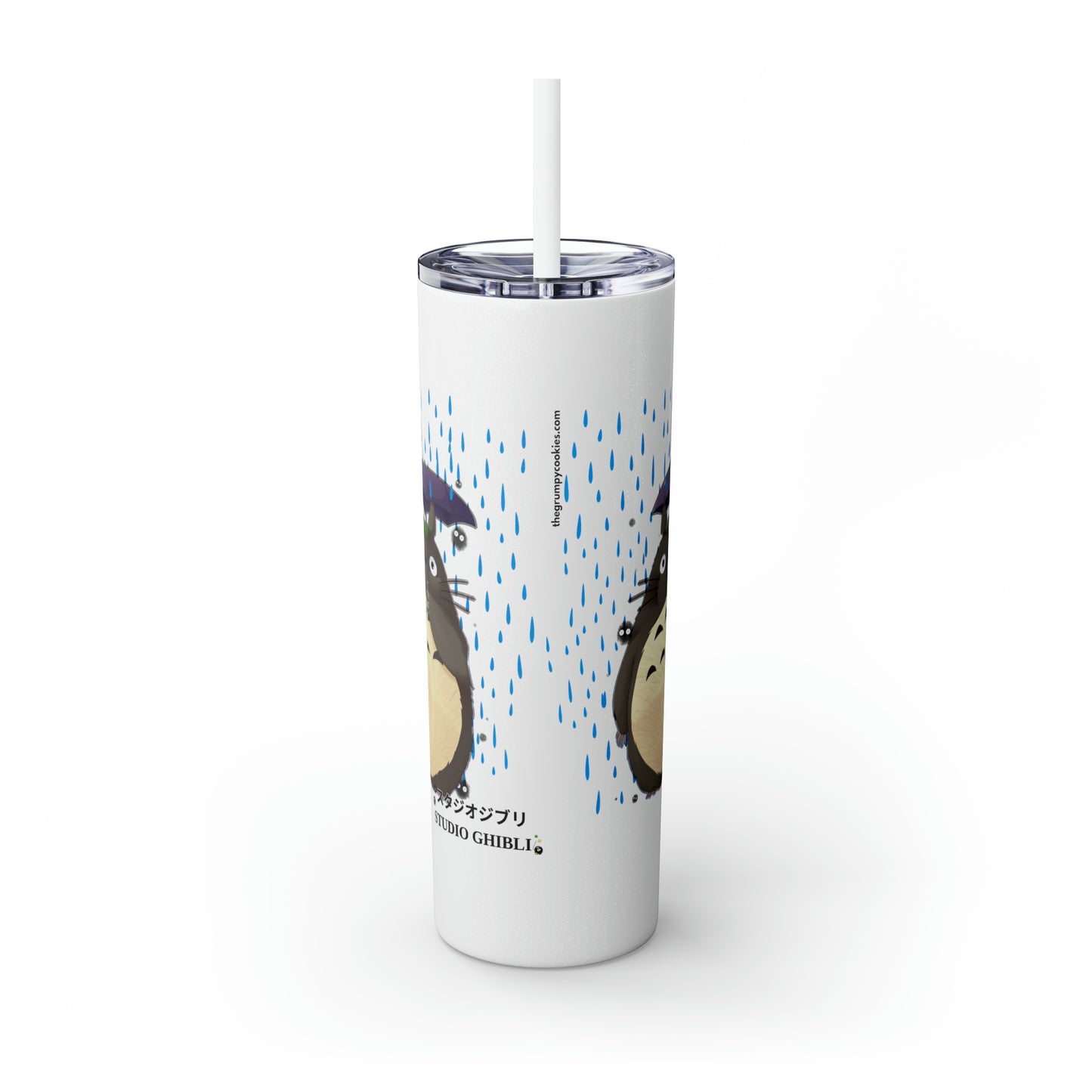 Totoro in the Rain Skinny Tumbler with Straw, 20oz