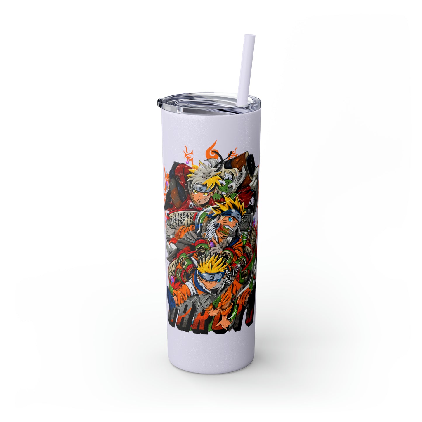 The Many Faces of Naruto Skinny Tumbler with Straw, 20oz