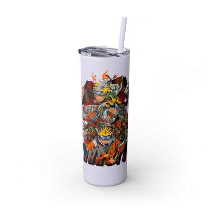 The Many Faces of Naruto Skinny Tumbler with Straw, 20oz