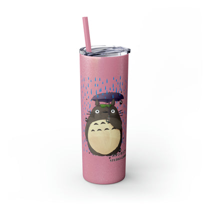 Totoro in the Rain Skinny Tumbler with Straw, 20oz