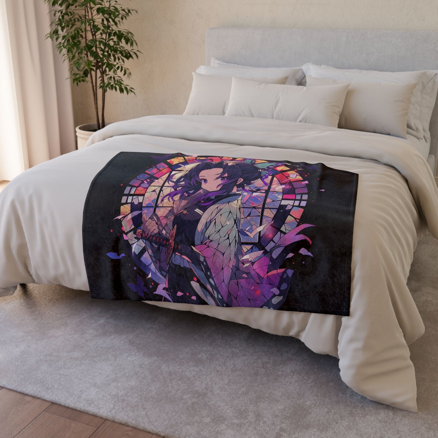 Demon Slayer - Stained Glass Shinobu Kocho Series Polyester Blanket