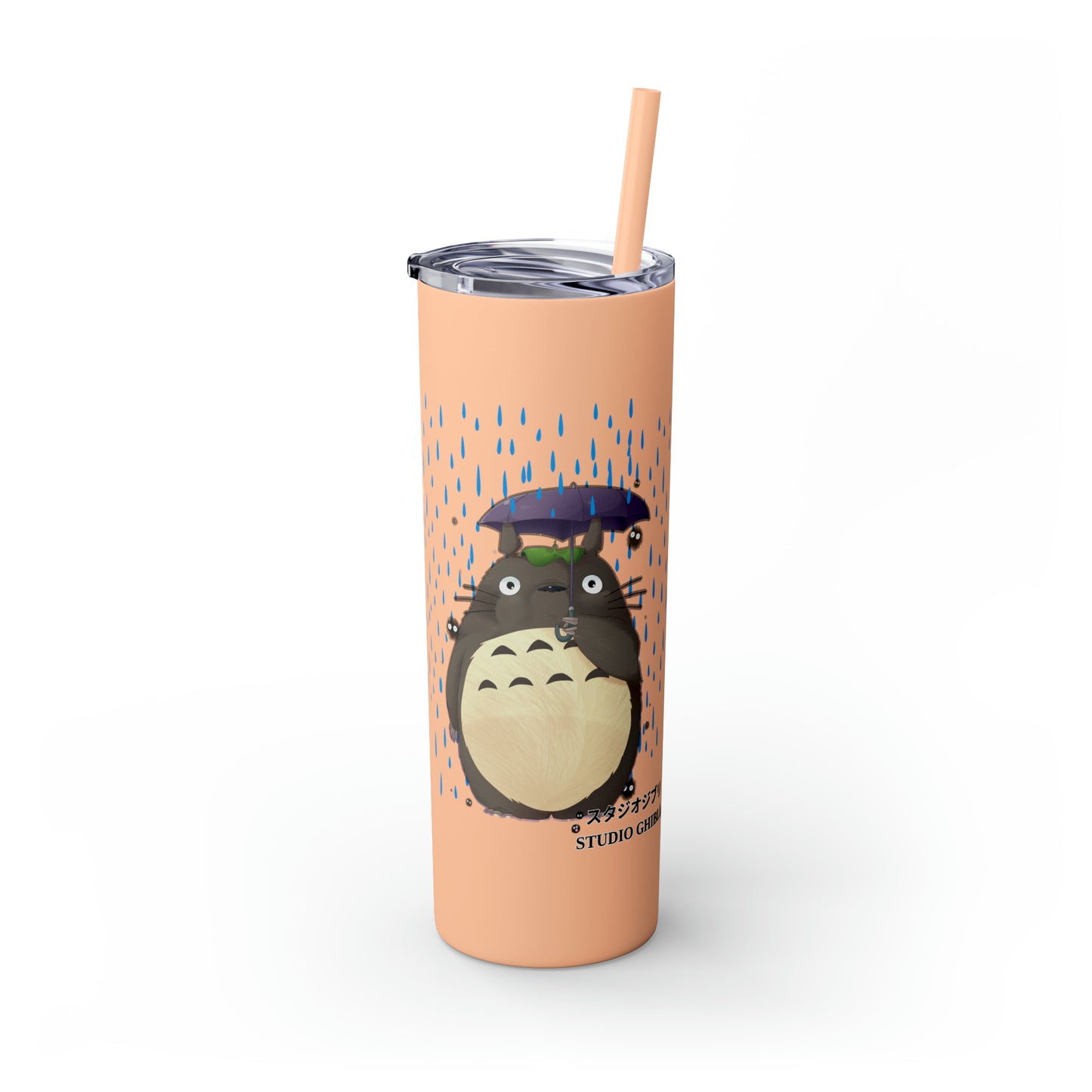 Totoro in the Rain Skinny Tumbler with Straw, 20oz