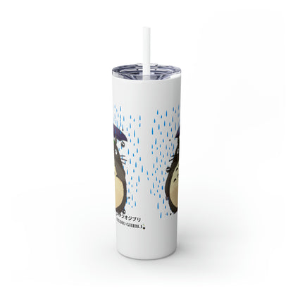 Totoro in the Rain Skinny Tumbler with Straw, 20oz