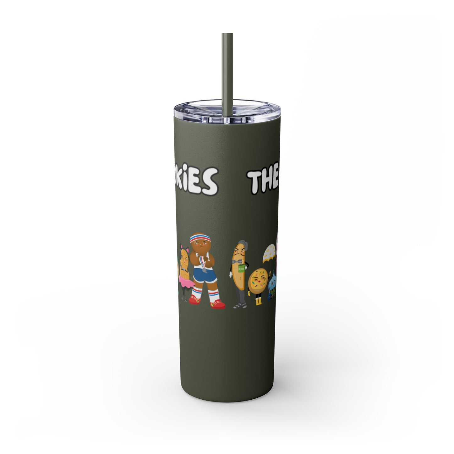 The Grumpy Cookies Crew Skinny Tumbler with Straw, 20oz