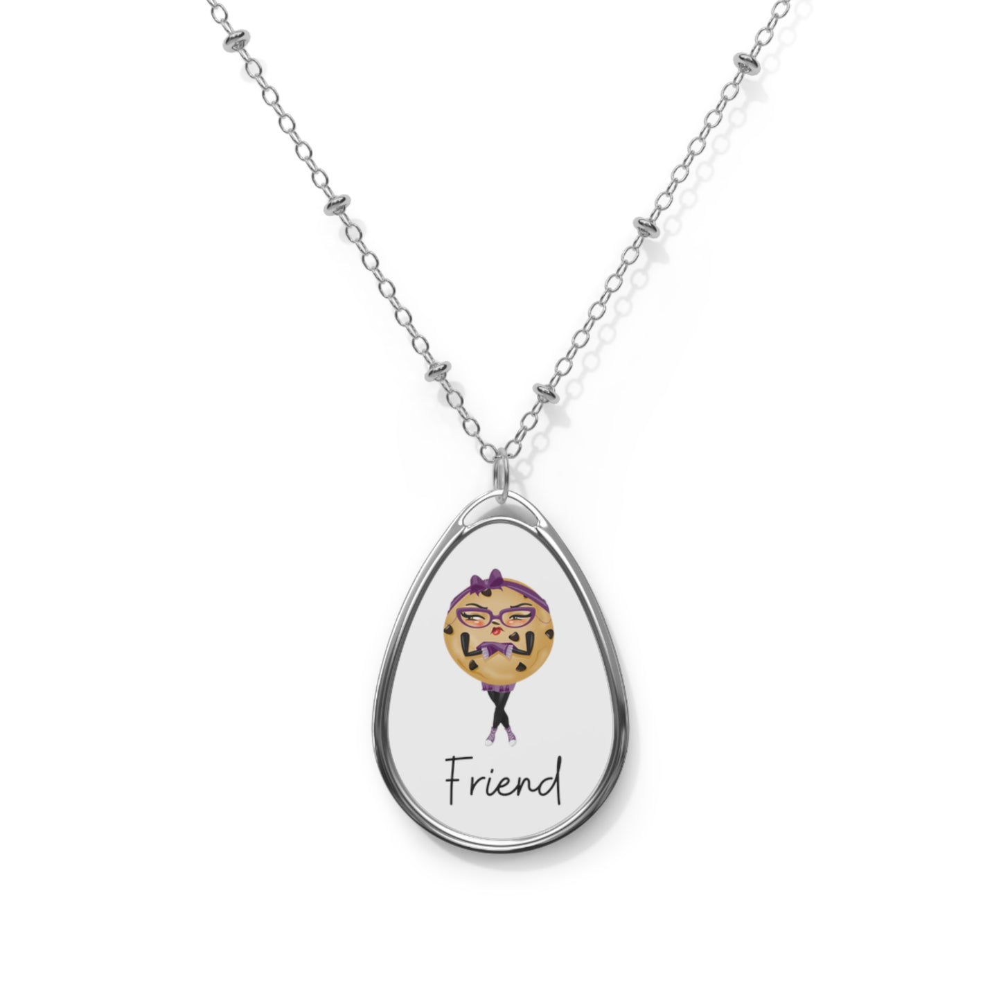 Purple "Friend" The Grumpy Cookies Oval Necklace