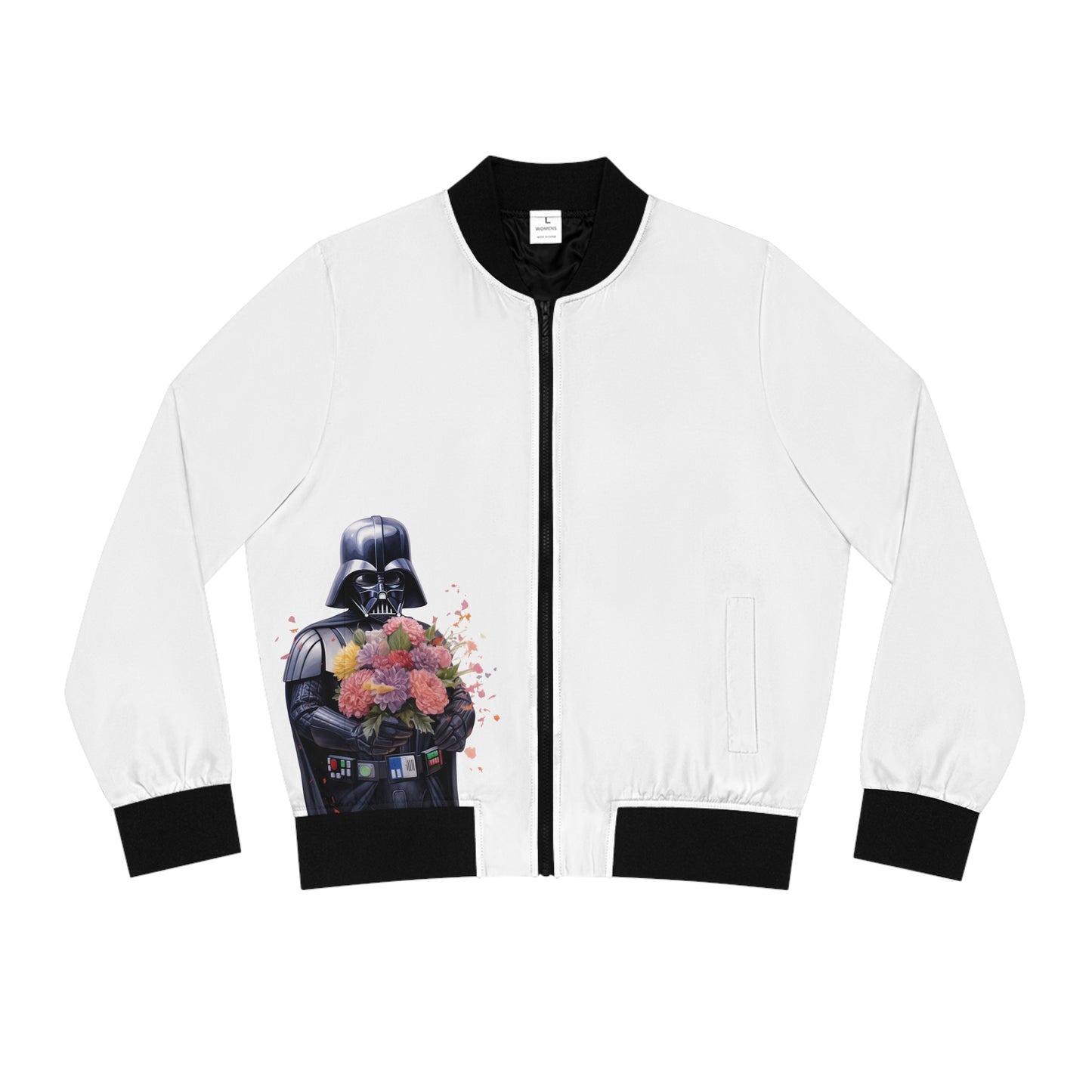 Dark Side Women's White Bomber Jacket (AOP)
