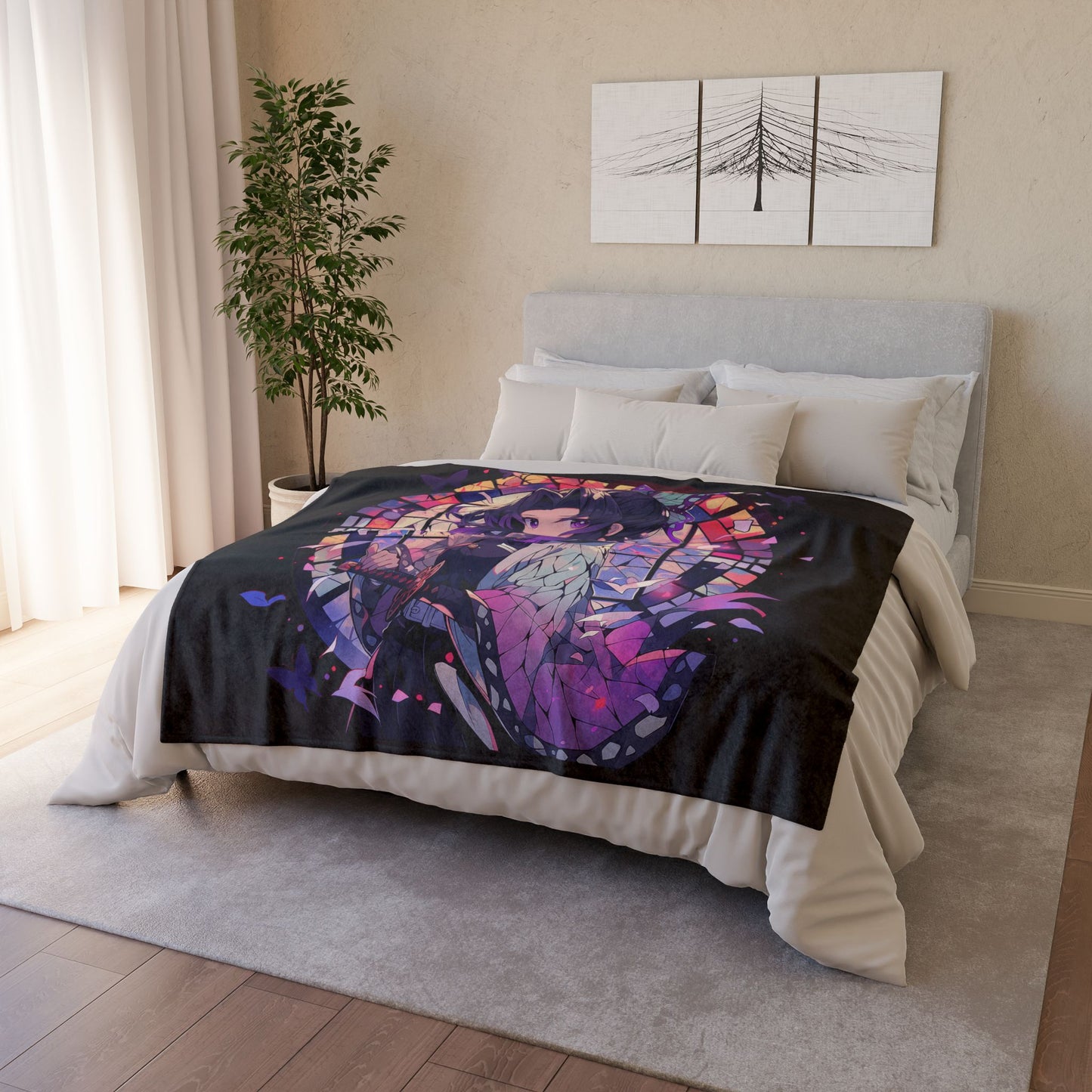 Demon Slayer - Stained Glass Shinobu Kocho Series Polyester Blanket