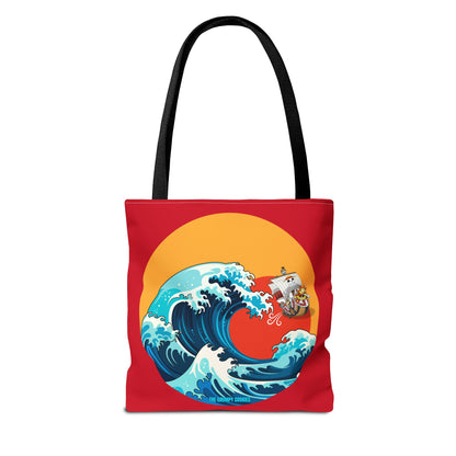 One Piece - Riding the Wave Dark Red Tote Bag