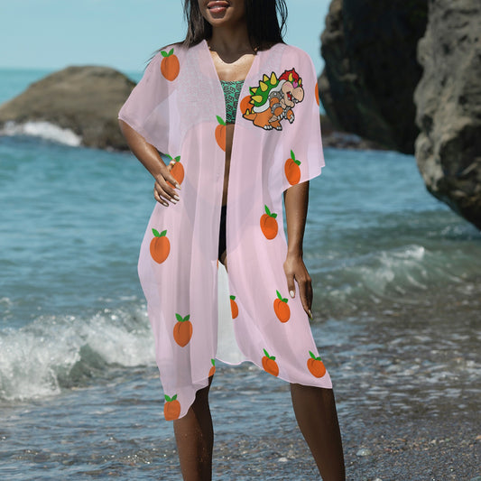 Bowser Loves Peaches Peaches Peaches Peaches Peaches Women's Long Cover Up