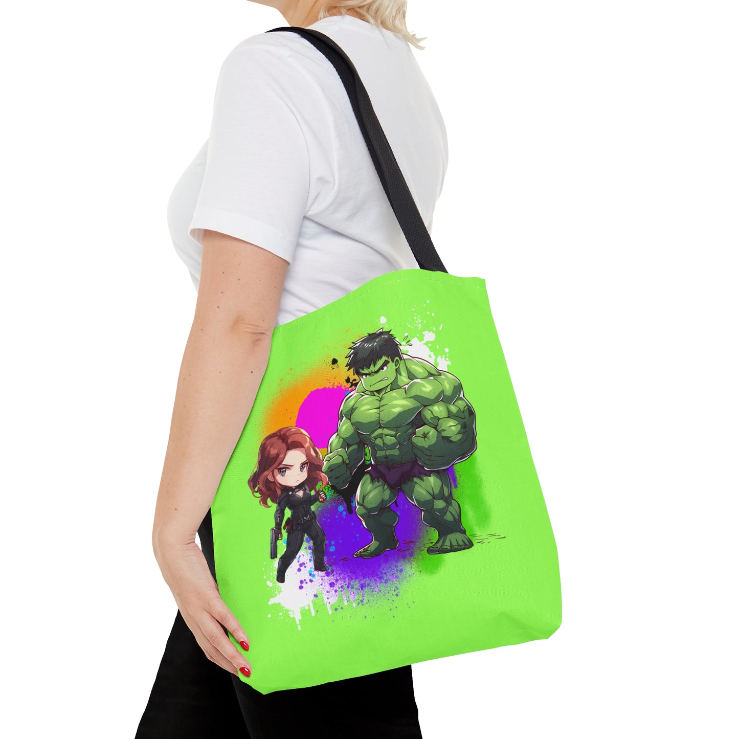 Hulk Loves Black Widow Green Tote Bag