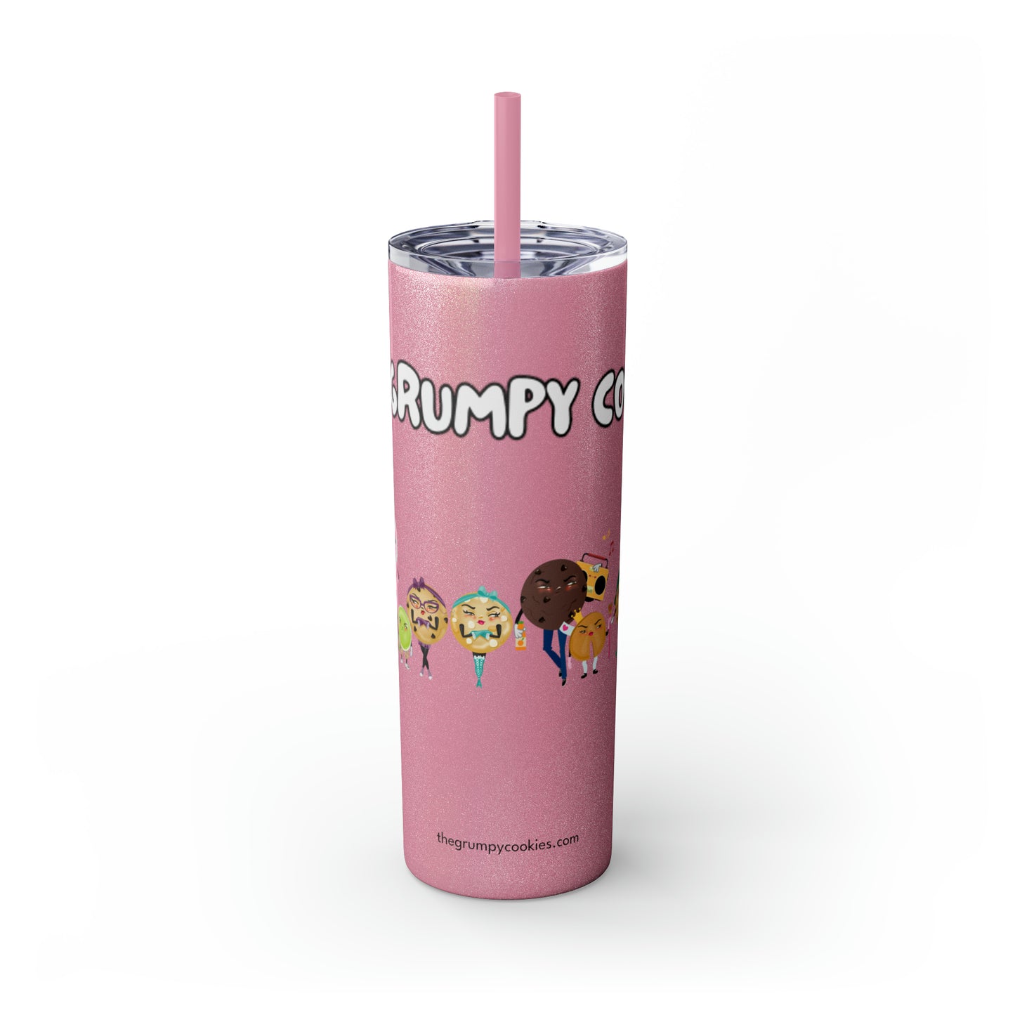 The Grumpy Cookies Crew Skinny Tumbler with Straw, 20oz