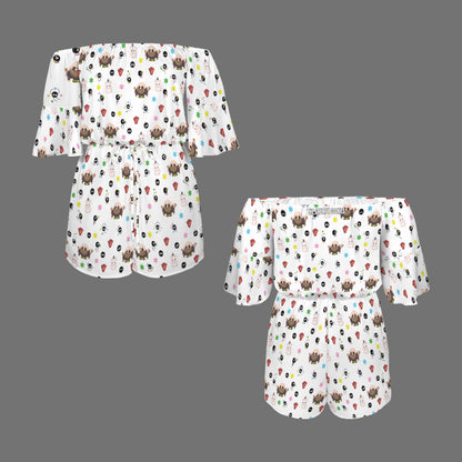 Studio Ghibli - Kamaji & Friends Off Shoulder Knot Front Pocket Romper