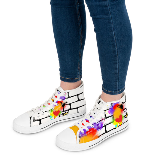 Graffiti Women's White High Top Sneakers