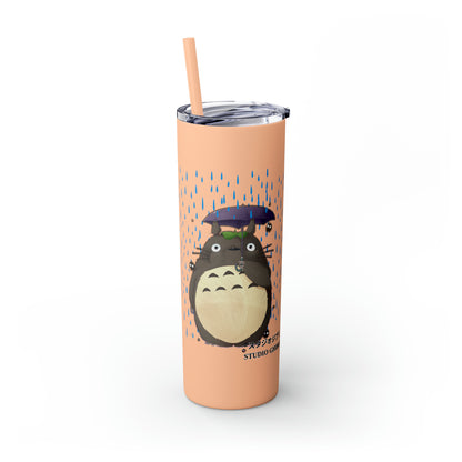 Totoro in the Rain Skinny Tumbler with Straw, 20oz