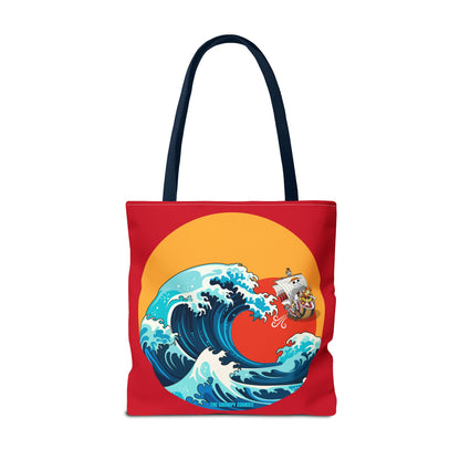 One Piece - Riding the Wave Dark Red Tote Bag