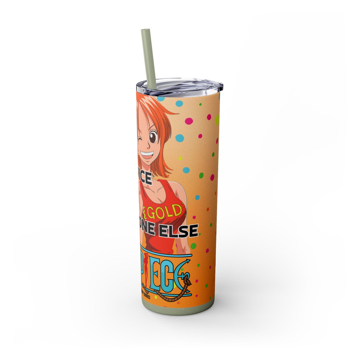 One Piece - Fast and Free Service Skinny Tumbler with Straw, 20oz