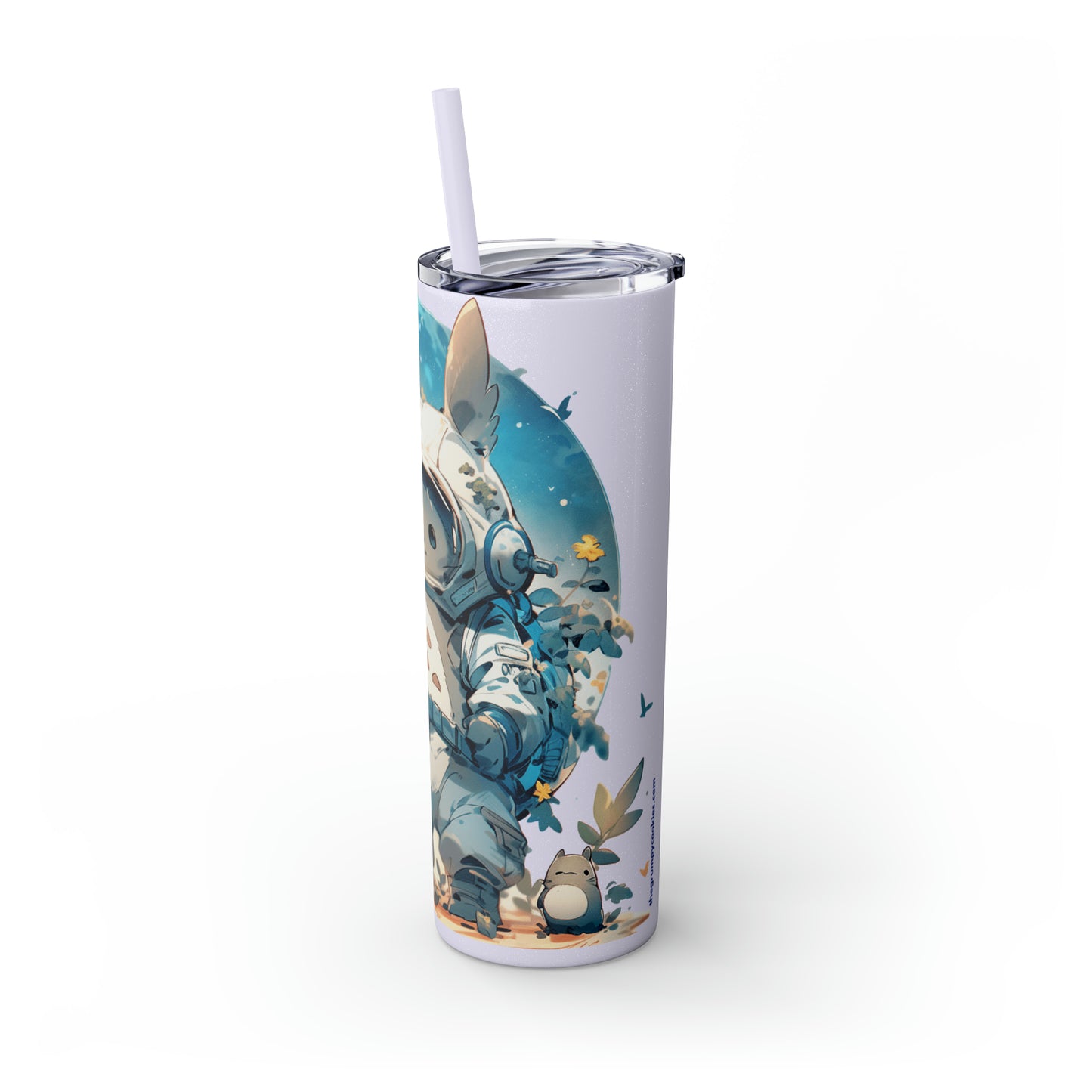 Totoro In Space Skinny Tumbler with Straw, 20oz