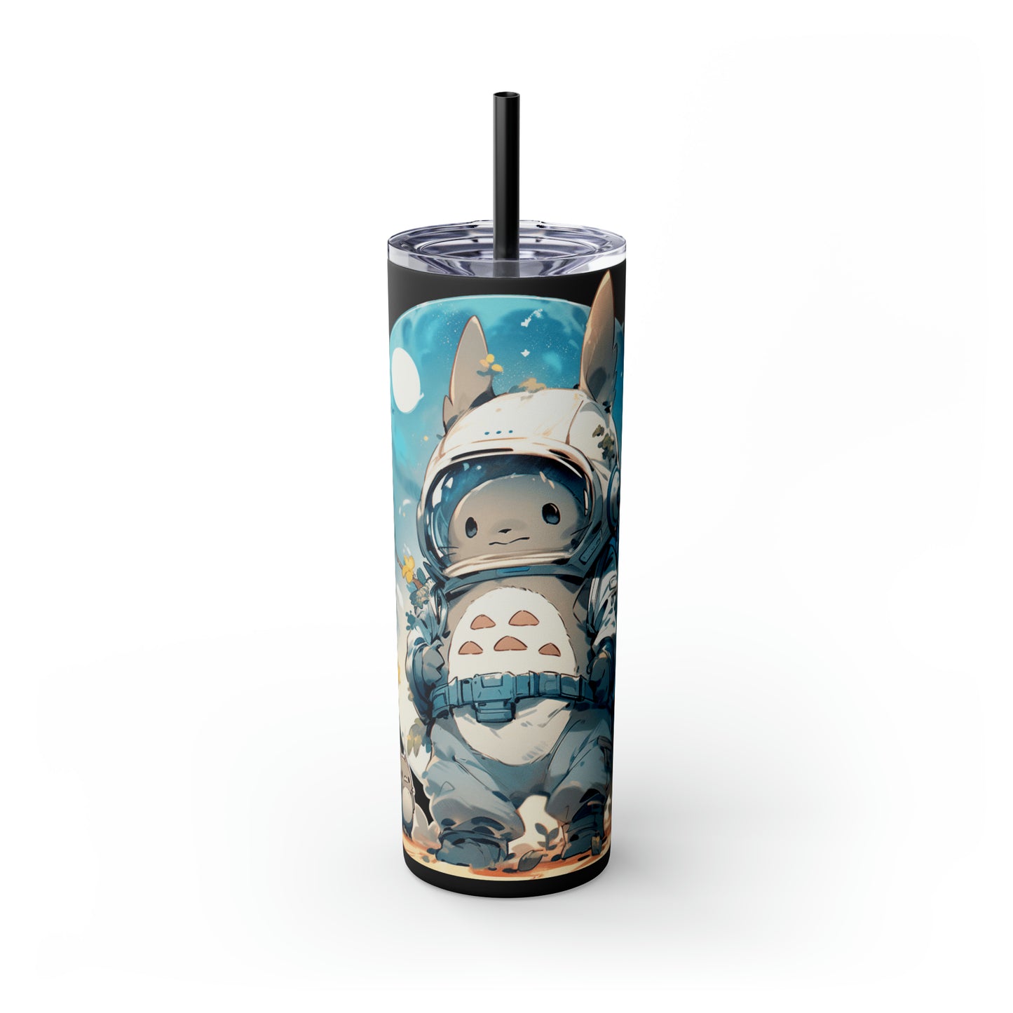 Totoro In Space Skinny Tumbler with Straw, 20oz