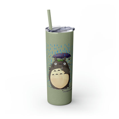 Totoro in the Rain Skinny Tumbler with Straw, 20oz