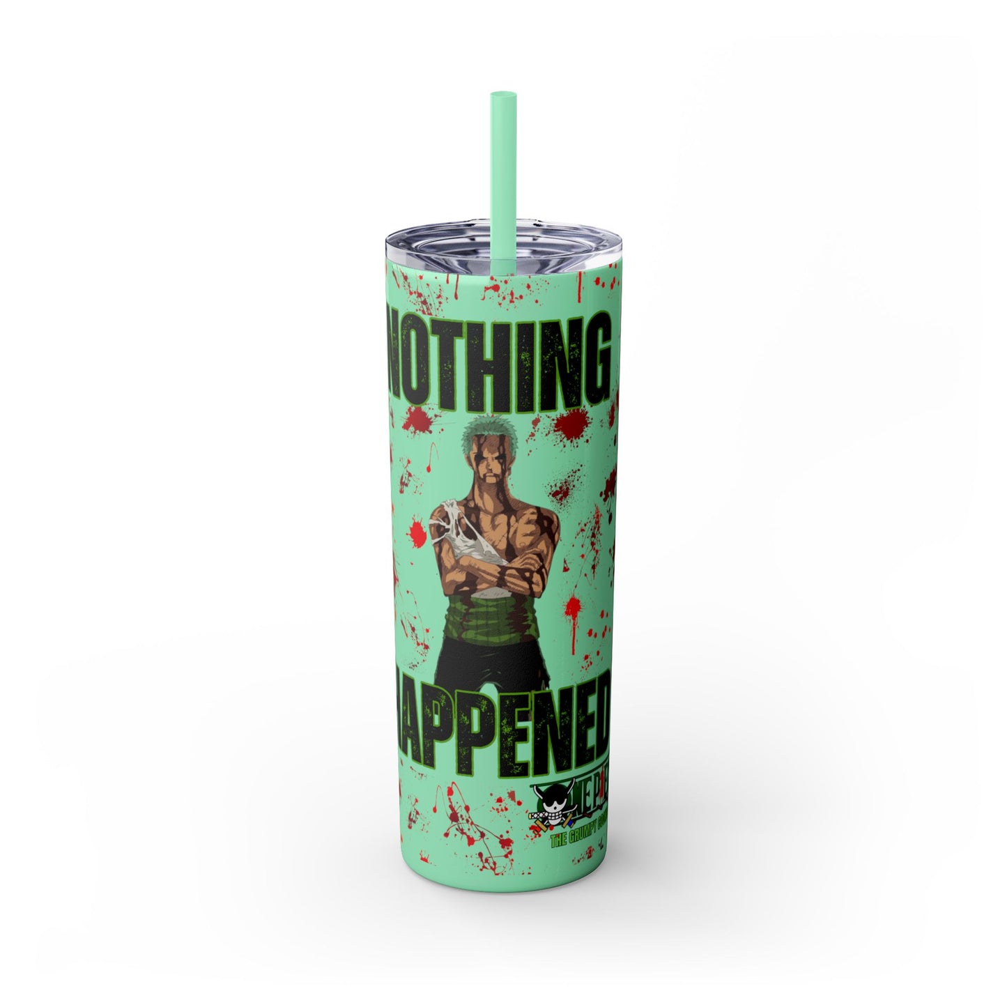 One Piece - Zoro Nothing Happened Skinny Tumbler with Straw, 20oz
