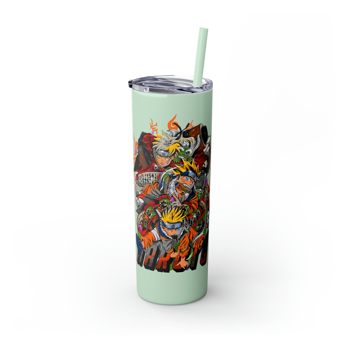 The Many Faces of Naruto Skinny Tumbler with Straw, 20oz