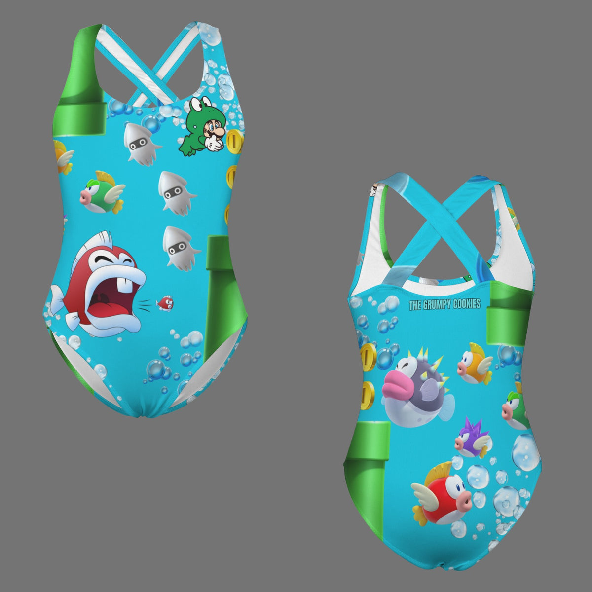 Mario Bros. - Underwater Mario Cross-Back One-Piece Swimsuit