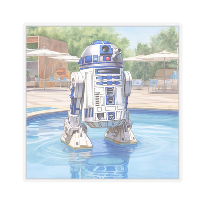 R2D2 at the Pool Party Kiss-Cut Stickers