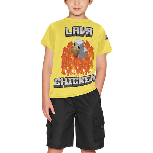 Minecraft - Lava Chicken Big Boy's All Over Print Crew Neck T-Shirt