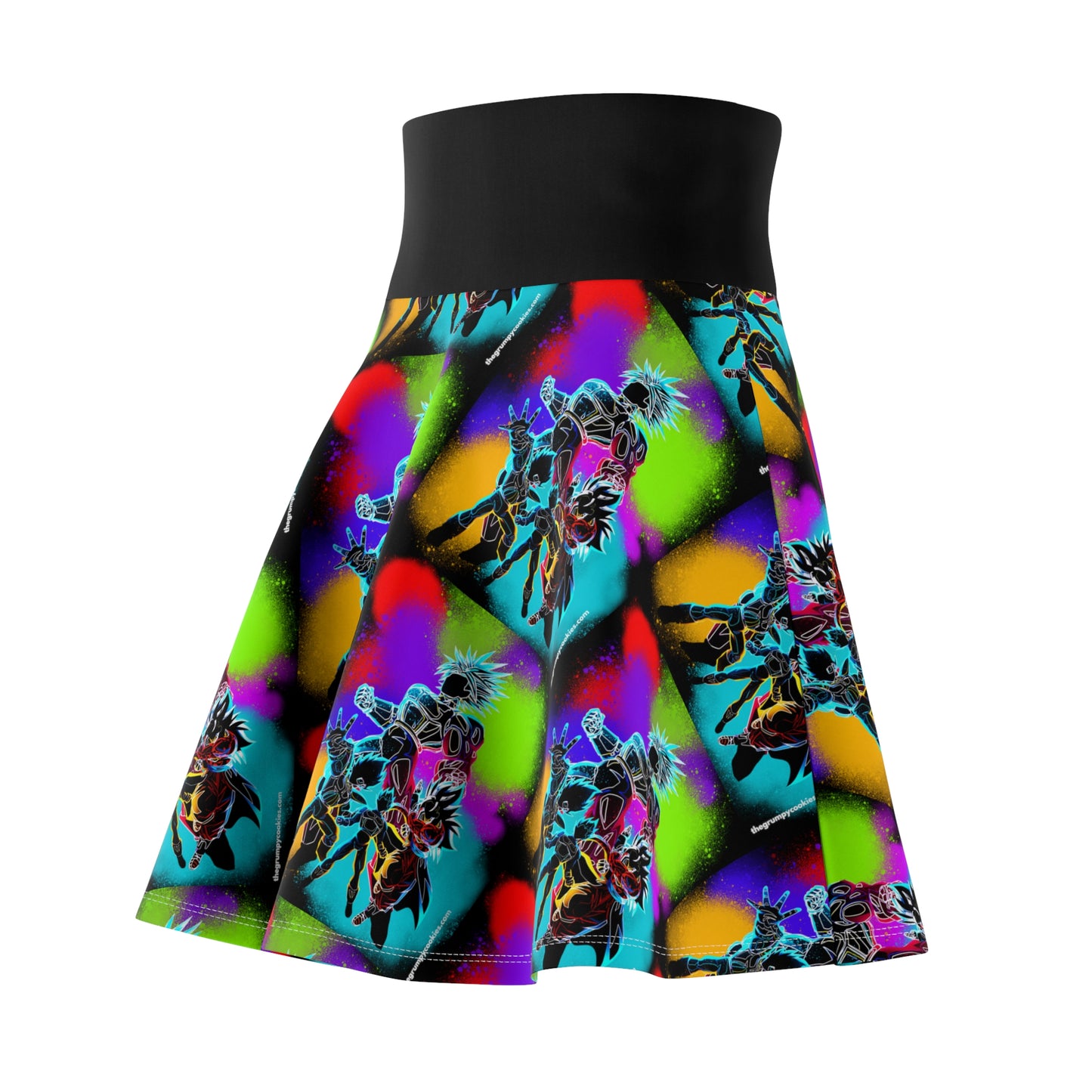 Dragon Ball Z Technicolor Women's Skater Black Skirt (AOP)