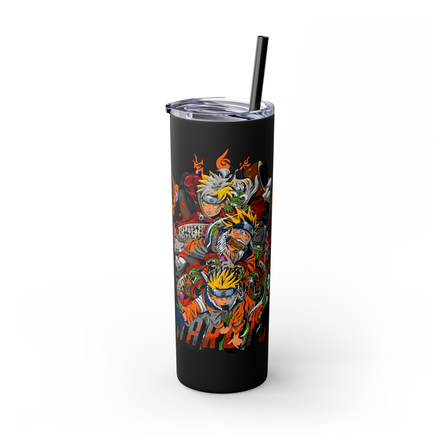 The Many Faces of Naruto Skinny Tumbler with Straw, 20oz