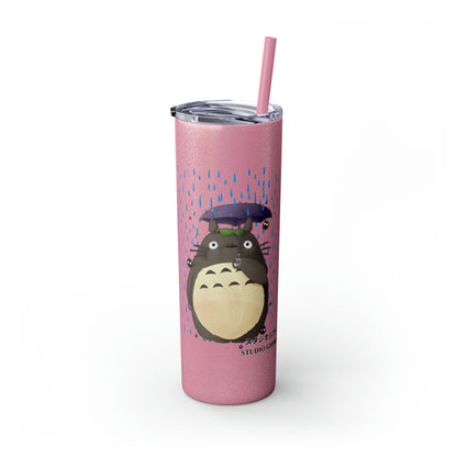 Totoro in the Rain Skinny Tumbler with Straw, 20oz