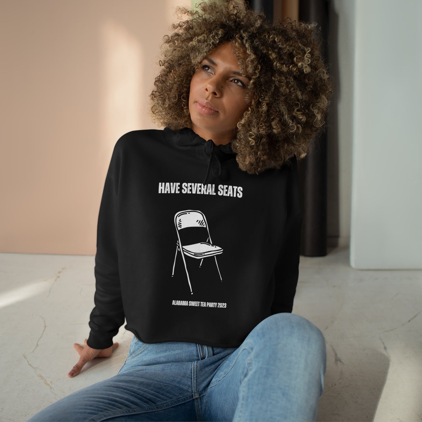 Have Several Seats Crop Hoodie