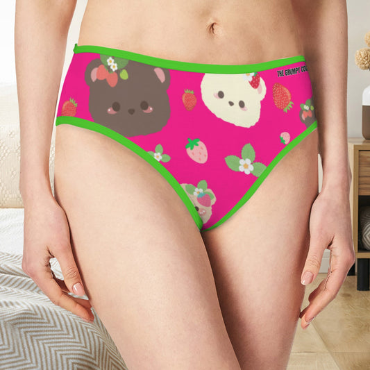 The Grumpy Cookies - Strawbeary Pals Gangs All Here Women's Mid Rise Hot Pink Underwear