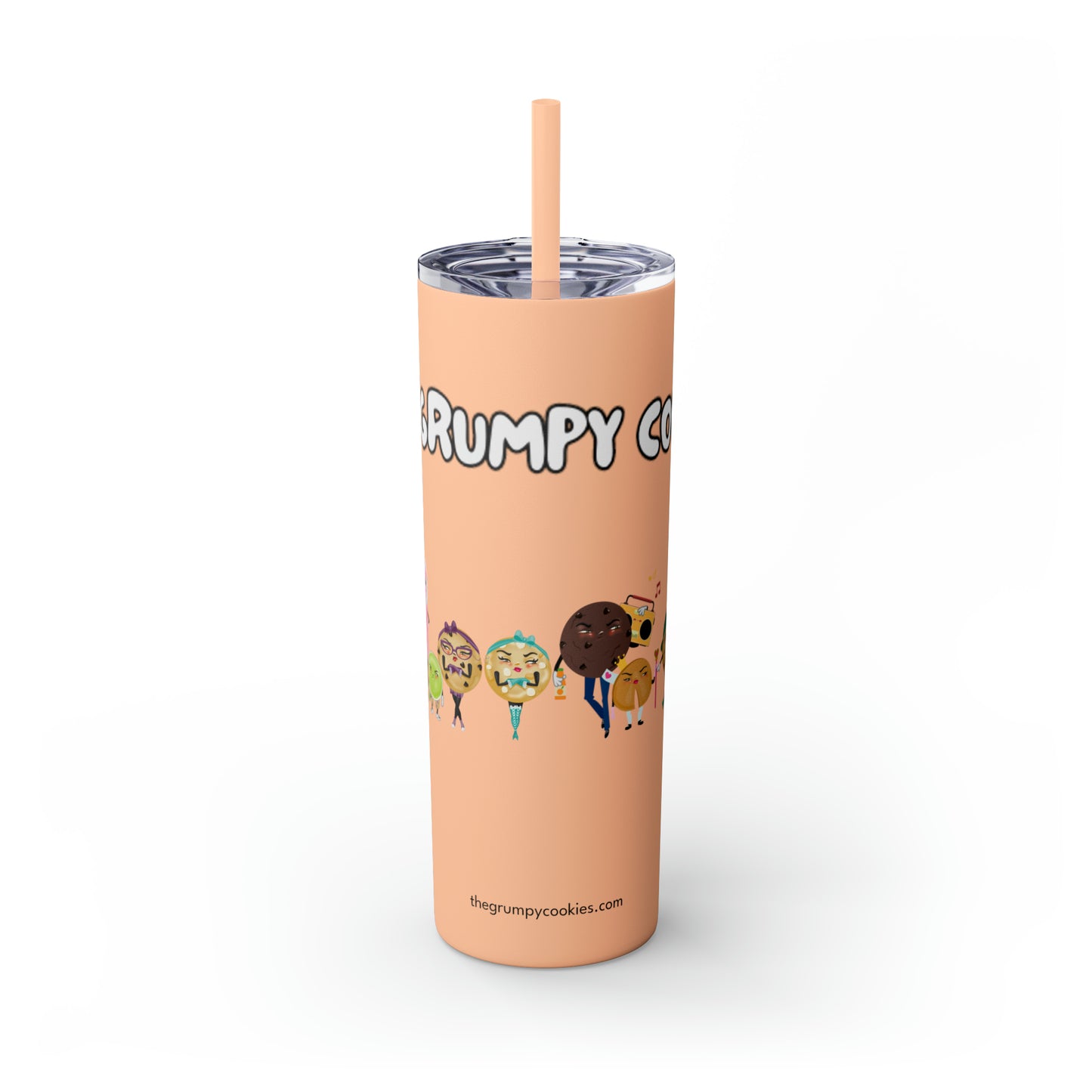 The Grumpy Cookies Crew Skinny Tumbler with Straw, 20oz