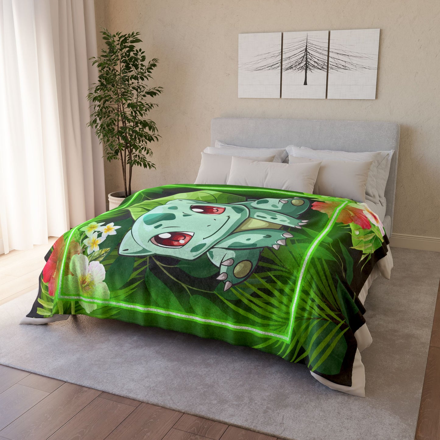 Pokemon- Aloha Bulba Polyester Blanket