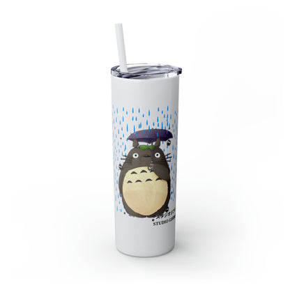 Totoro in the Rain Skinny Tumbler with Straw, 20oz